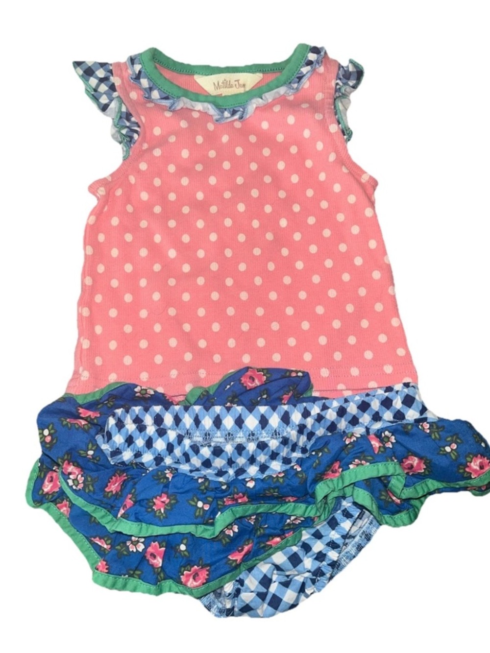 Matilda Jane Pink Polka Dot Top With Ruffled Bloomers Outfit Set Size 3/6 Months